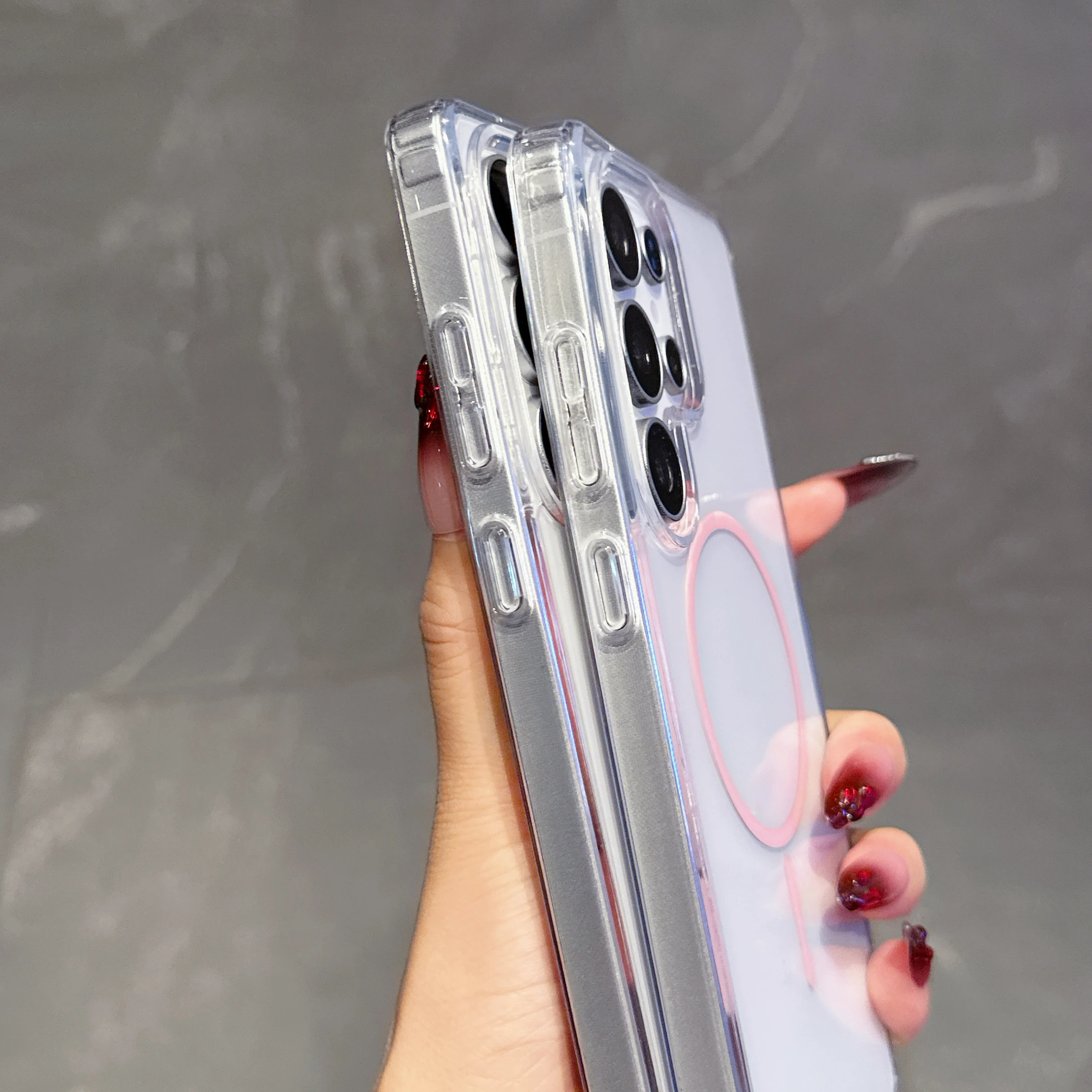 Ultra-Thin HD Clear Magnetic Phone Case with Wireless Charging Compatibility - Acrylic Hard MagSafe Cover