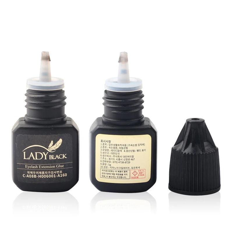 5 Flessen/Lot 5Ml Lady Black Wimper Extension Lijm Originele Sneldrogende Valse Wimper Extension Lijm Super Hold lage Irritatie