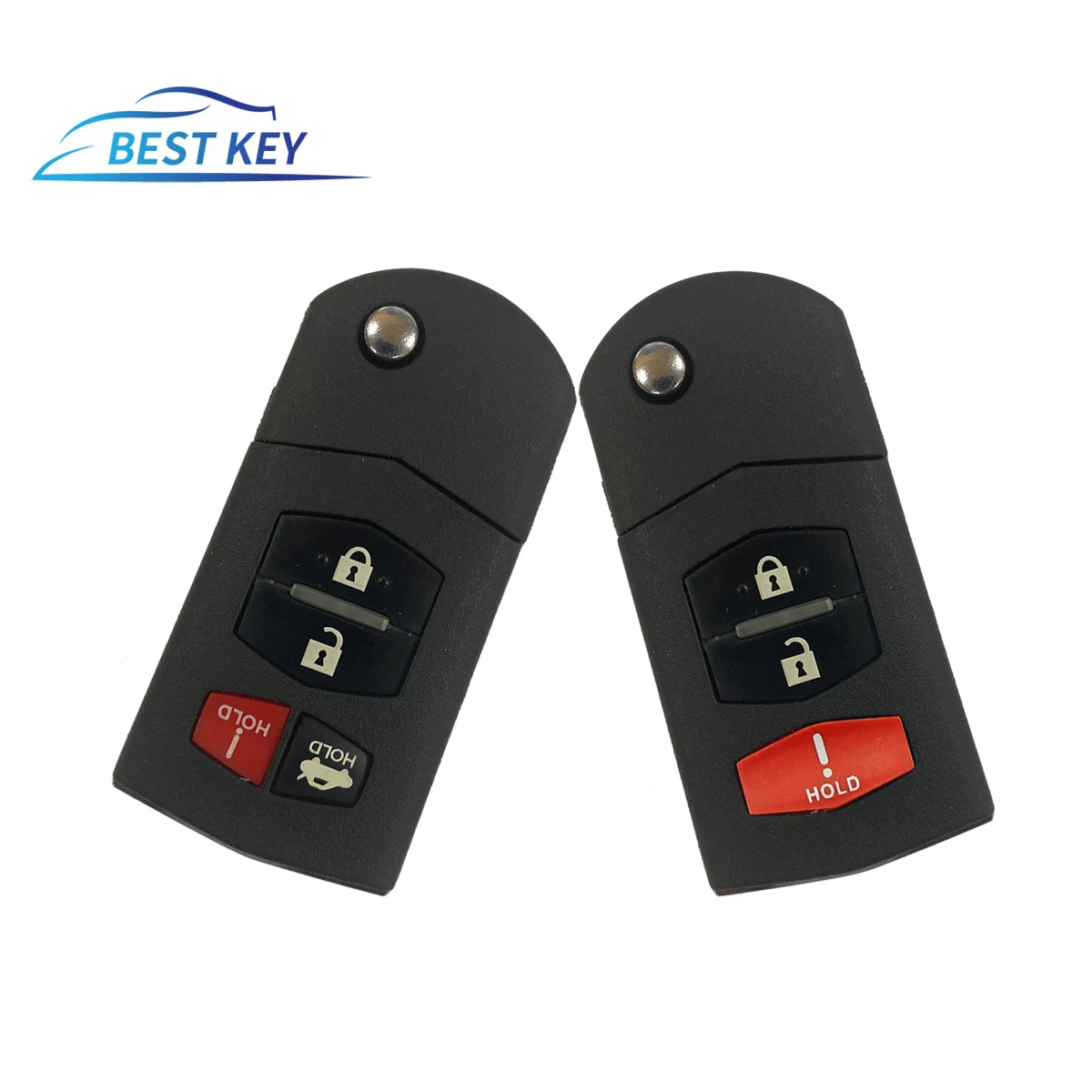 2 Knoppen Remote Flip Opvouwbare Auto Sleutel Shell Case Ongesneden Blanco Blad Vervanging Voor Mazda 2 3 5 6 Mx 5 Rx 8
