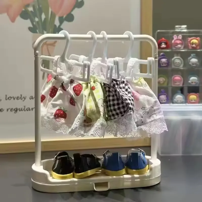 For Labubu Mini Hangers And Drying Racks Doll Accessories for 17cm Dolls ShoeS Storage Organizer for Mini Dolls