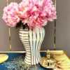 Ceramic General Can Ginger Jar Geometric Fringe Golden Bottle Storage Flower Vase Porcelain Craftwork Home Decoration 2