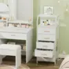 5 Drawers Dresser with Charging Station, Tall Night Stand with Open Shelf, Storage Tower with PVC & Fabric Drawer 2