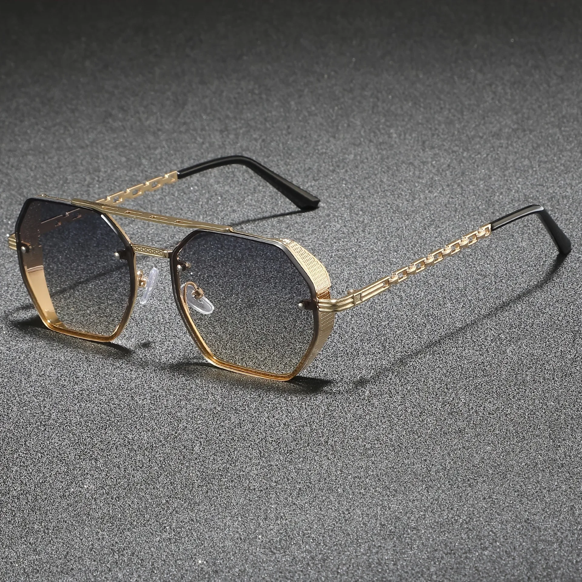 Geometric Metal Frame Sunglasses - UV400 Designer Shades for Men  Women
