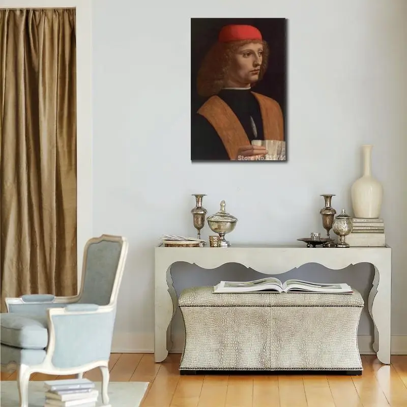 Oil Painting Portrait Il Musicista Leonardo Da Vinci Art for Sale Hand