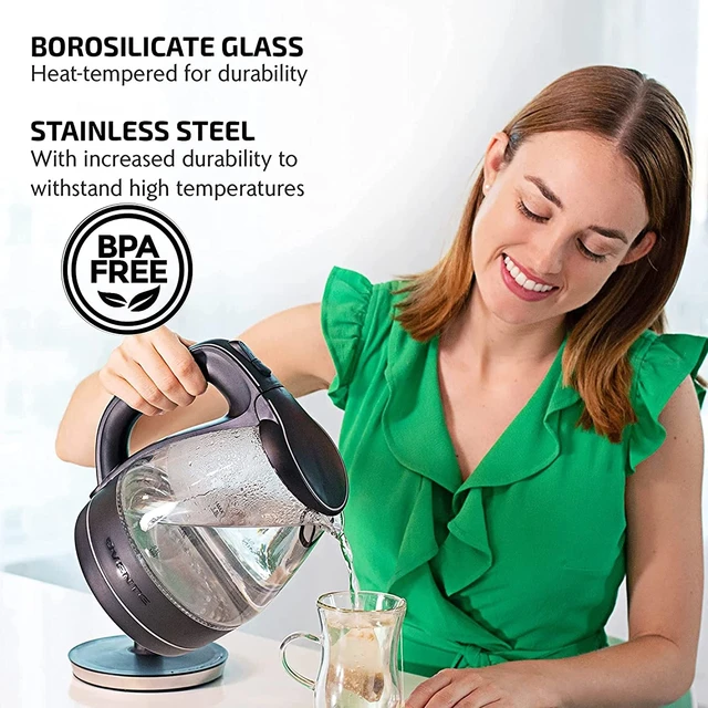 Ovente Electric Glass Kettle - 1.5 Liters - Black