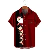 2023 New Christmas Party Men's Short Sleeve Cardigan Shirt Christmas Print Lapel Pocket Top High Quality Comfortable Soft Fabric 1