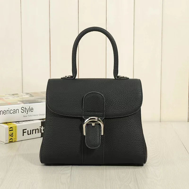 100% Genuine Leather Women Handbag for Women 2023 Designer Luxury Fashion Retro One Shoulder Ladies Top-handle Bag