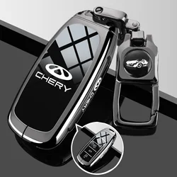 Premium Zinc Alloy Car Key Case and Keychain Accessory Set - Key fob  chery (Style 1 - Black)
