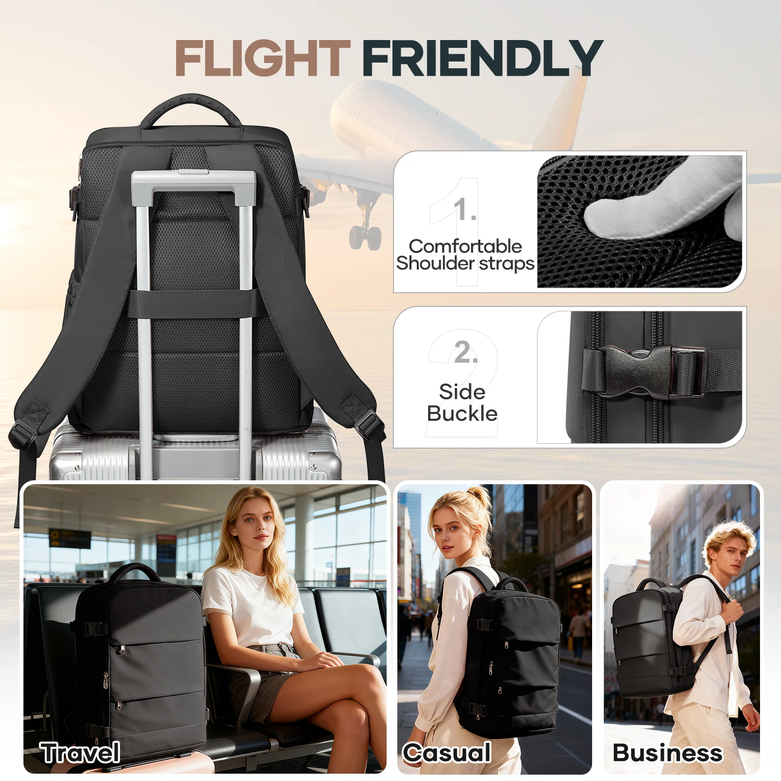 Ryanair 40x30x20 Travel Backpack Short Distance Business Laptop Backpack WizAir Luggage Cabin Bag, Men Women Leisure Backpack