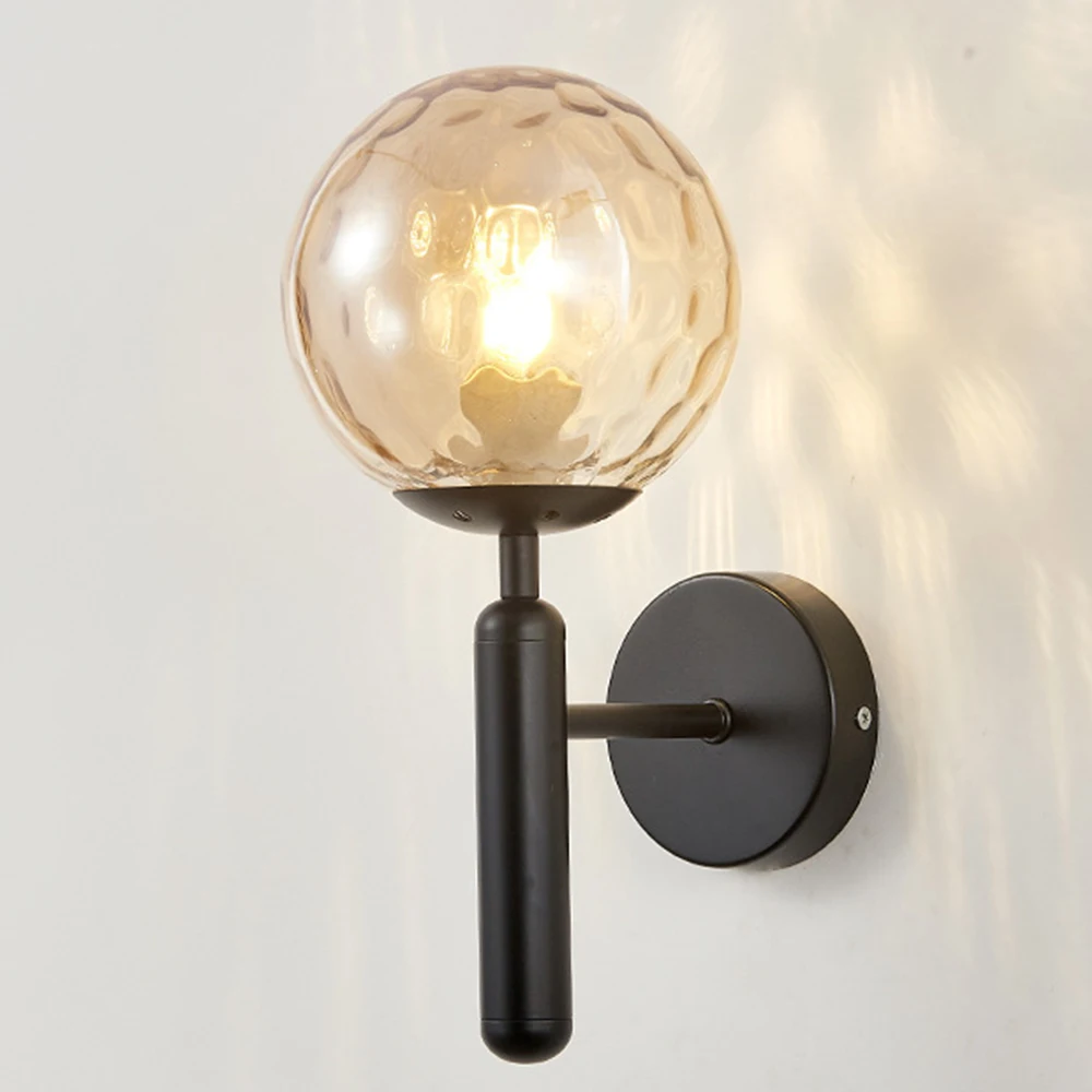 

Modern Nordic Glass Wall Lamp Gold Metal Wall Sconce Bedroom Bedside Light Fixtures Bathroom Mirror Light Industrial Decor E27