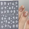 3D White Flower Nail Art Stickers Cute Floral Adhesive Sliders Acrylic Decoration Decals DIY Nail Charms Adhesive Accessories 3