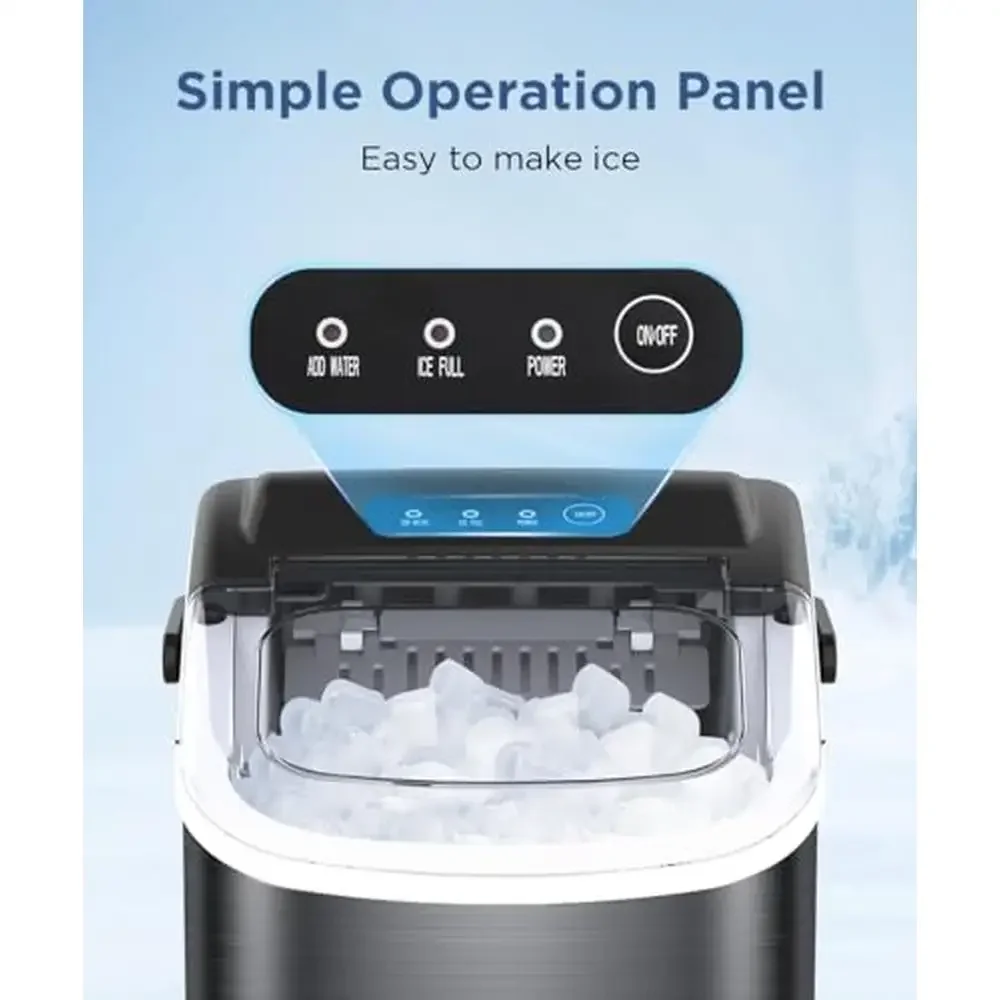 Stainless Steel Portable Ice Maker Machine Self-Cleaning 26.5lbs/24Hrs 6 Mins/9 Pcs Bullet Ice High Corrosion Resistance 5