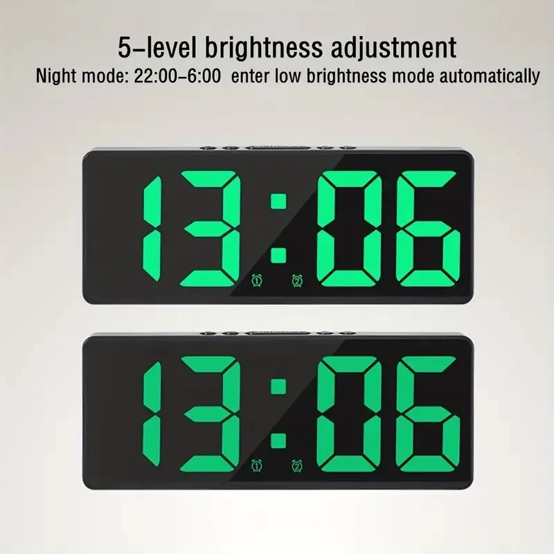 Description Picture 4 of itemCreative Number Clock Color Nightlight Table Clock Snooze Night Mode 12/24H Electronic LED Temperature Calendar Alarm Clocks