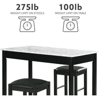 Artificial Marble Kitchen Table and Chair Set for 2 People with 1 Bar Table and 2 Stools, Suitable for Apartments, Restaurants 2