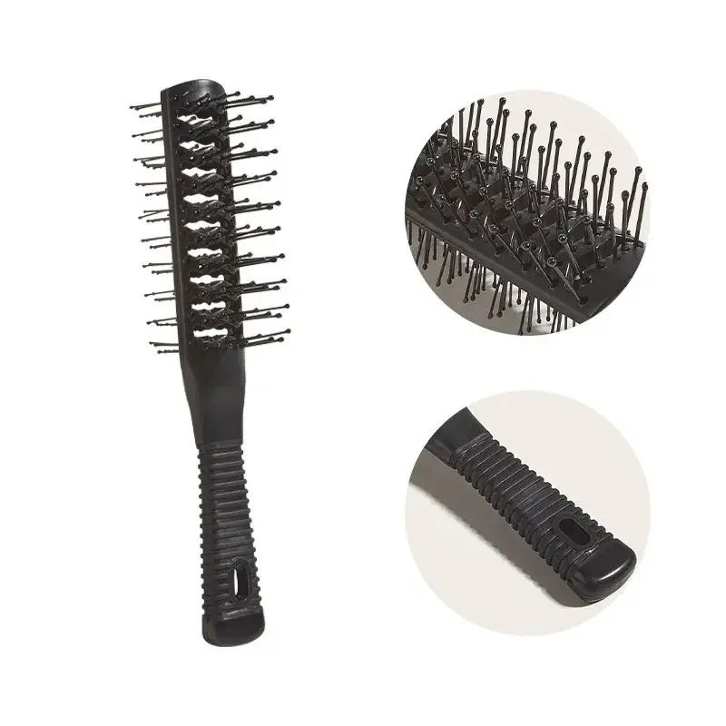 블랙 플라스틱 양면 마사지 빗, 엉킴 방지, 넓은 치아 브러시, 넓은 치아 미용 브러시, 양면 빗, 1 개