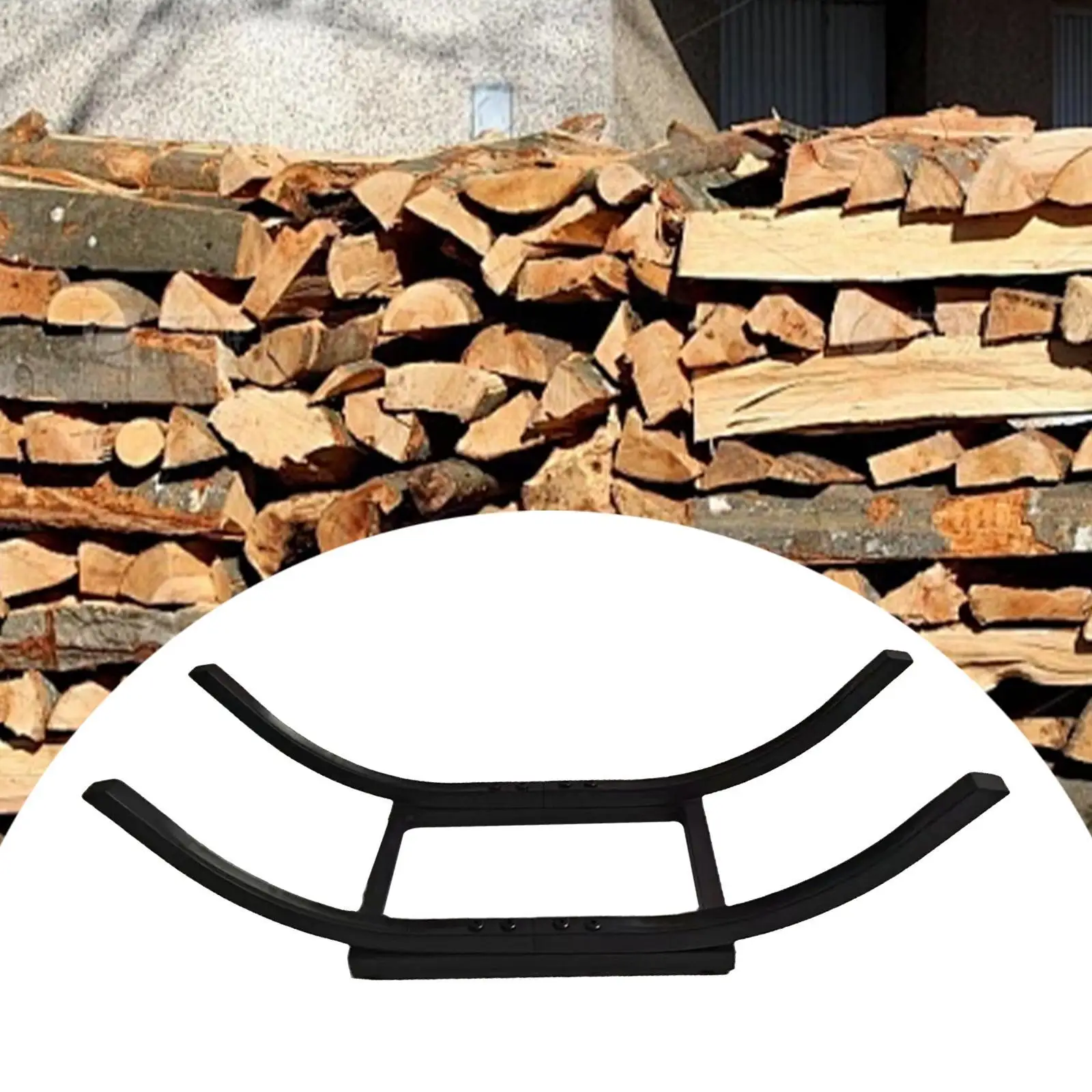 Firewood Rack for Fireplace Storage Black Logs Stand Stacker Holder Indoor 4
