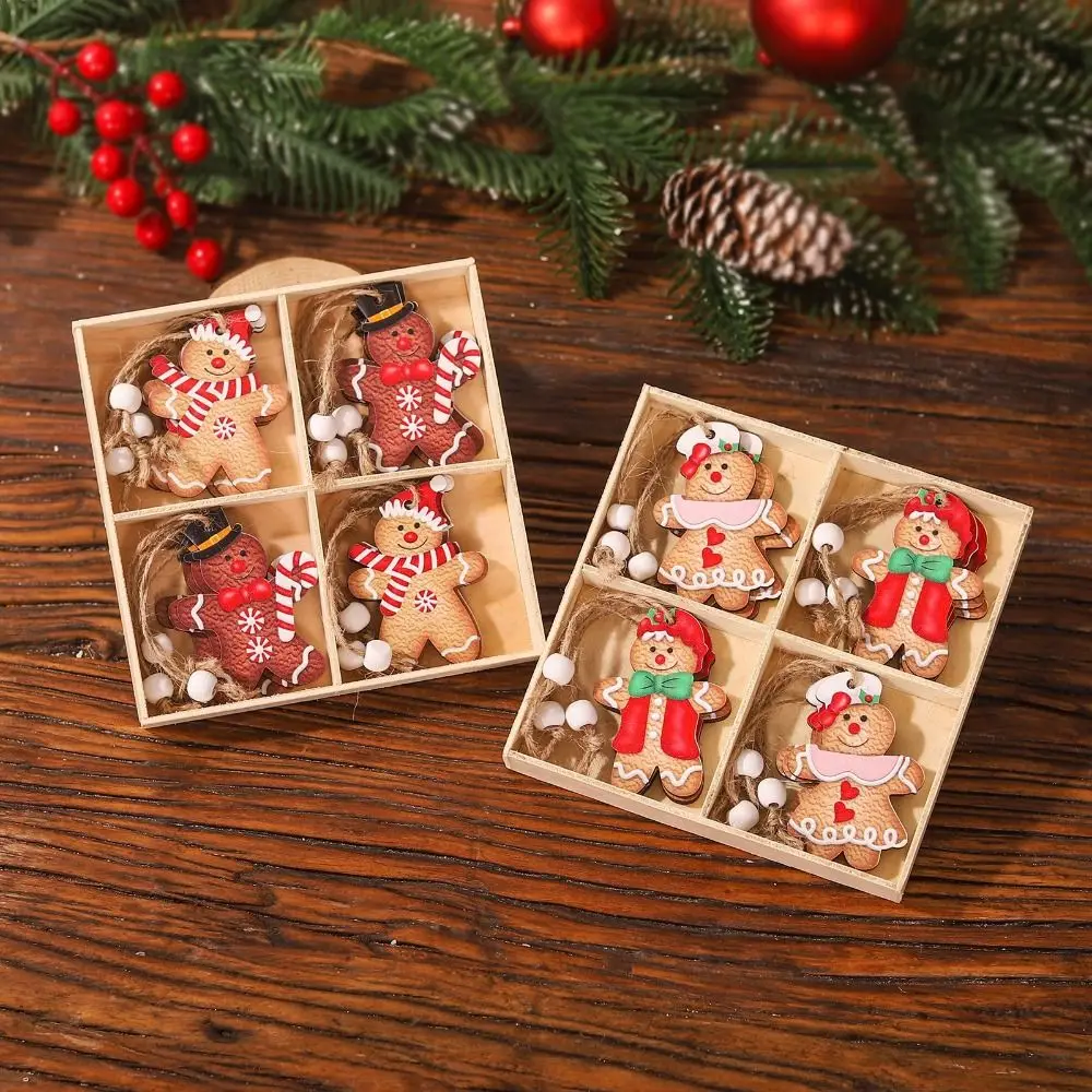 

12Pcs Gingerbread Man Wooden Ornaments Xmas Tree Hanging Pendant Merry Christmas Decoration for Home 2023 Navidad Gifts New Year