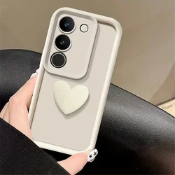 Premium TPU Liquid Silicone LOVE Protector Case - Soft Back Cover for VIVO Y35 5G (WHITE)