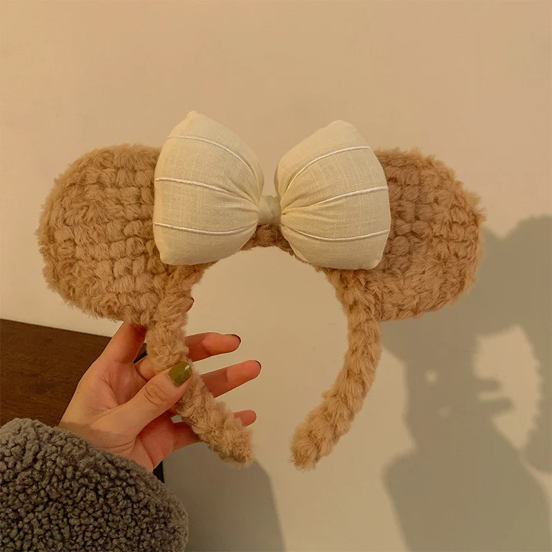 Bowknot Little Bear Ear Hair Band Female Winter Cute Cartoon Face Wash Hair Band Hair Hoop Korean Girl Hair Grotto Headband