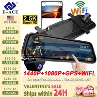 E-ACE 2.5K Mirror Camera For Car Touch Screen Video Recorder Rearview Mirror Dashcam 1440P GPS Wifi 24H Parking DVR Black Box