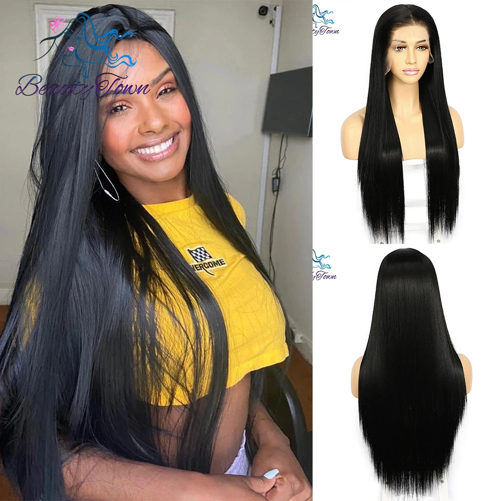 

32 дюйма 13x6 синтетический кружевной передний парик кости прямой парик для женщин HD прозрачный кружевной парик косплей ежедневный парик Термостойкое волокно