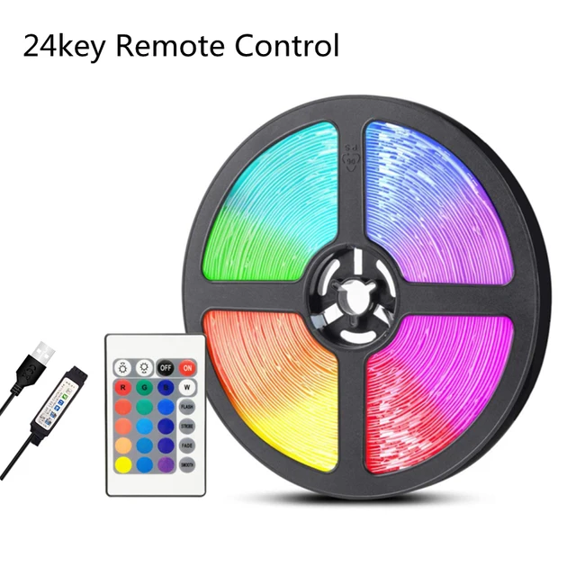 LED Strip Light Fita RGB 5050 Luces String Flexible Lamp Tape DC5V Bluetooth Infrared Control TV Backlight Home Party Decoration 5050 24keys