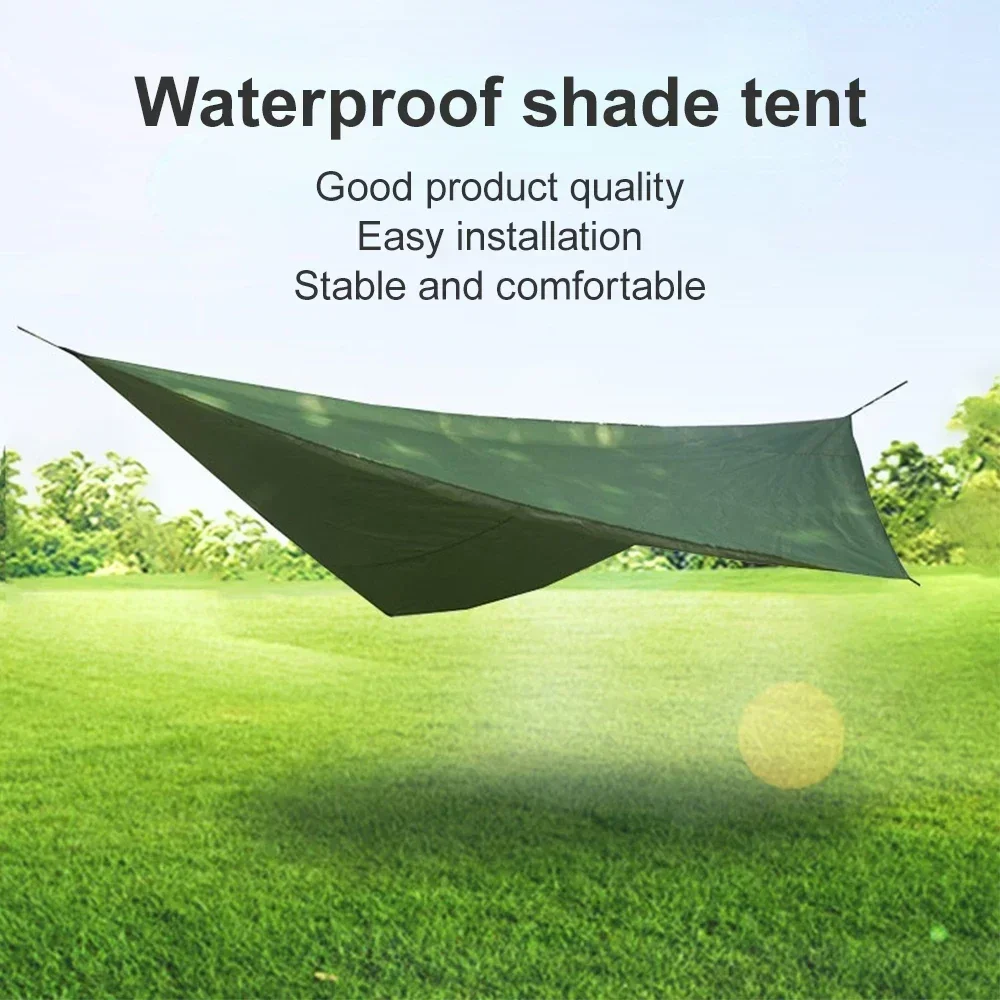 Multi-functional Canopy Tent Shelter Type for Camping and Survival Awning Tarp Tree Sunshade Floor Mat Garden Beach with Hammock 1