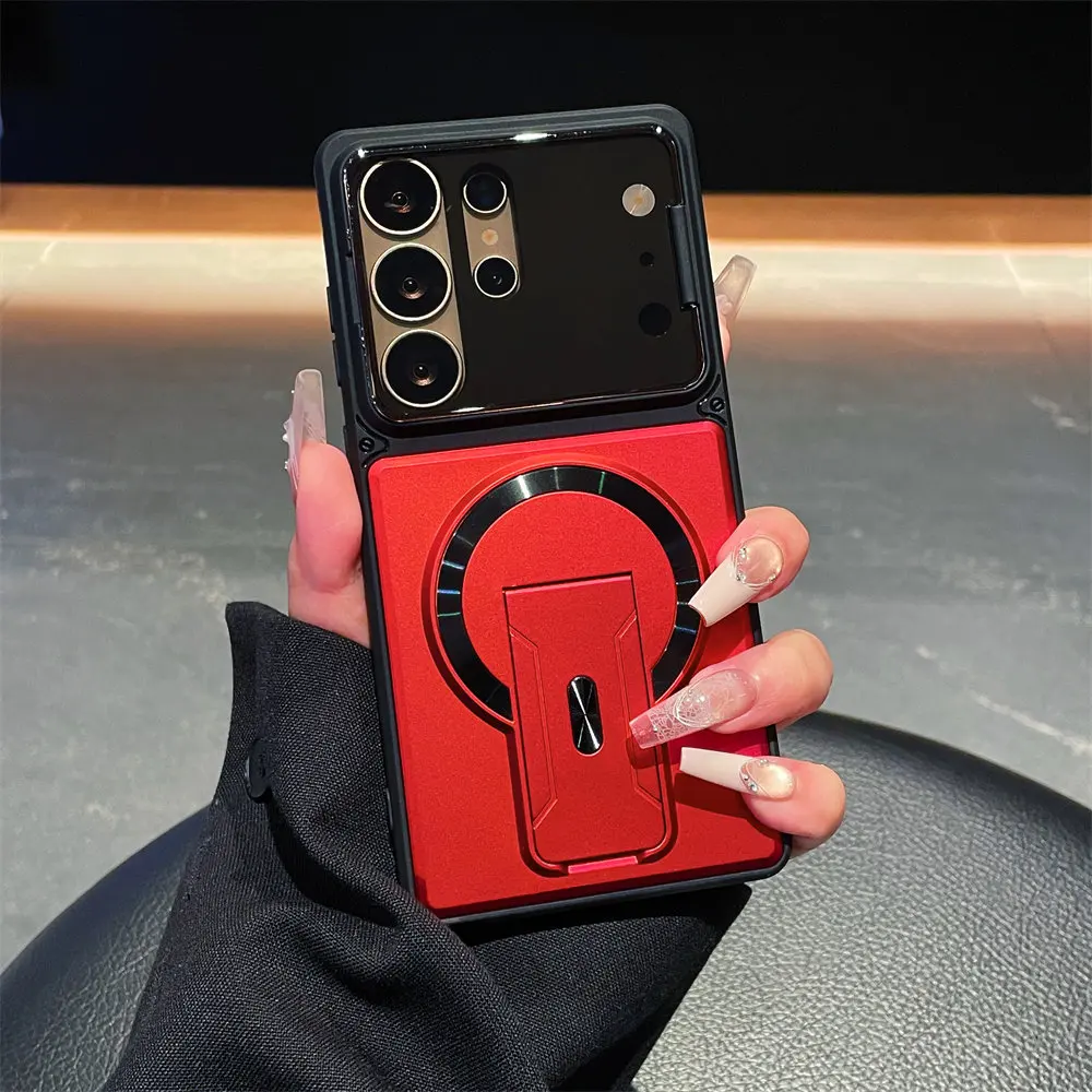 Luxury Invisible Kickstand Magnetic Case with Lens Protection Cover