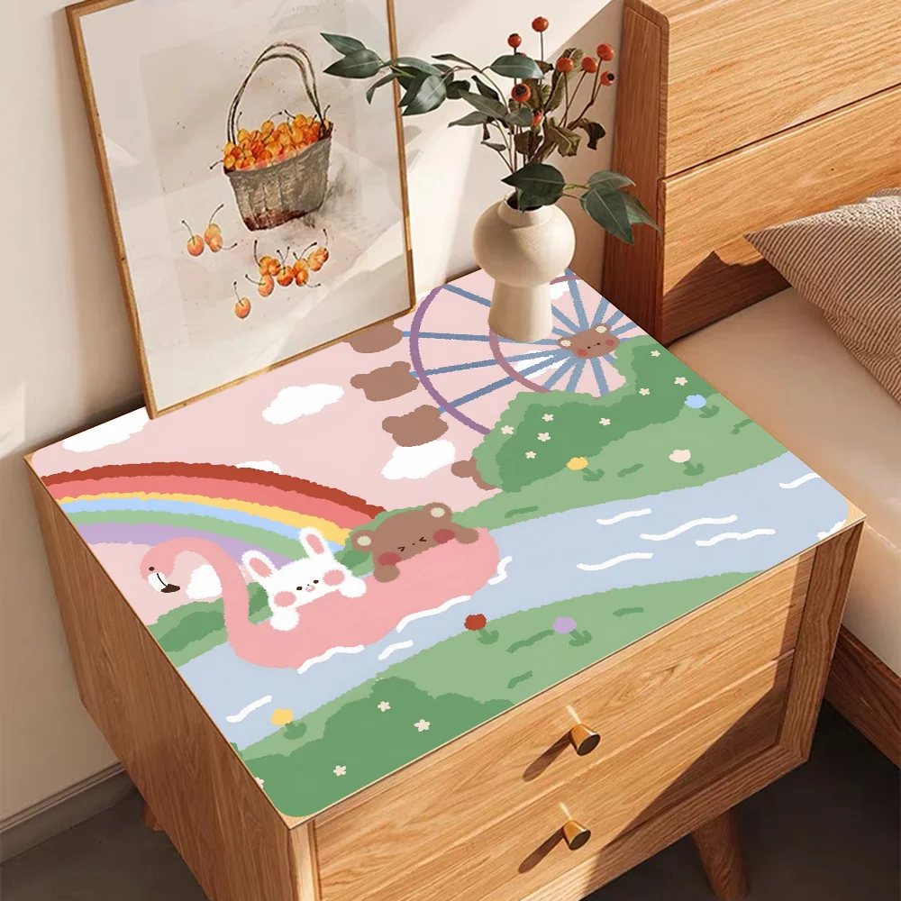 Cartoon rabbit illustration Printed Dish Drying Mat Super Absorbent Coffee Drain Pad Tableware Quick Dry Rug 2