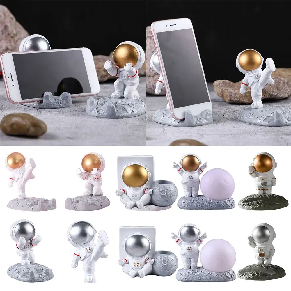 

Home Decoration Holder Resin Sculpture Cosmonaut Spaceman Phone Bracket Miniatures Ornament Astronaut Figurines