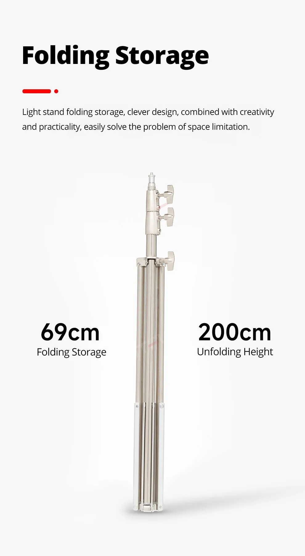 Description Picture 4 of itemAMBITFUL Stainless Steel 2M Heavy Duty Light Stand Tripod with for Photo Studio Softbox Video Flash Umbrellas Reflector Lighting