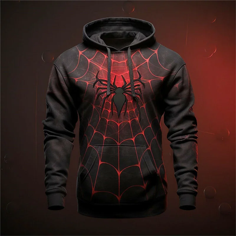 Sudaderas con estampado 3D de araña para hombre, Sudadera con capucha de gran tamaño, ropa de calle Harajuku de tendencia Hip Hop, Cosplay de ocio, moda de otoño