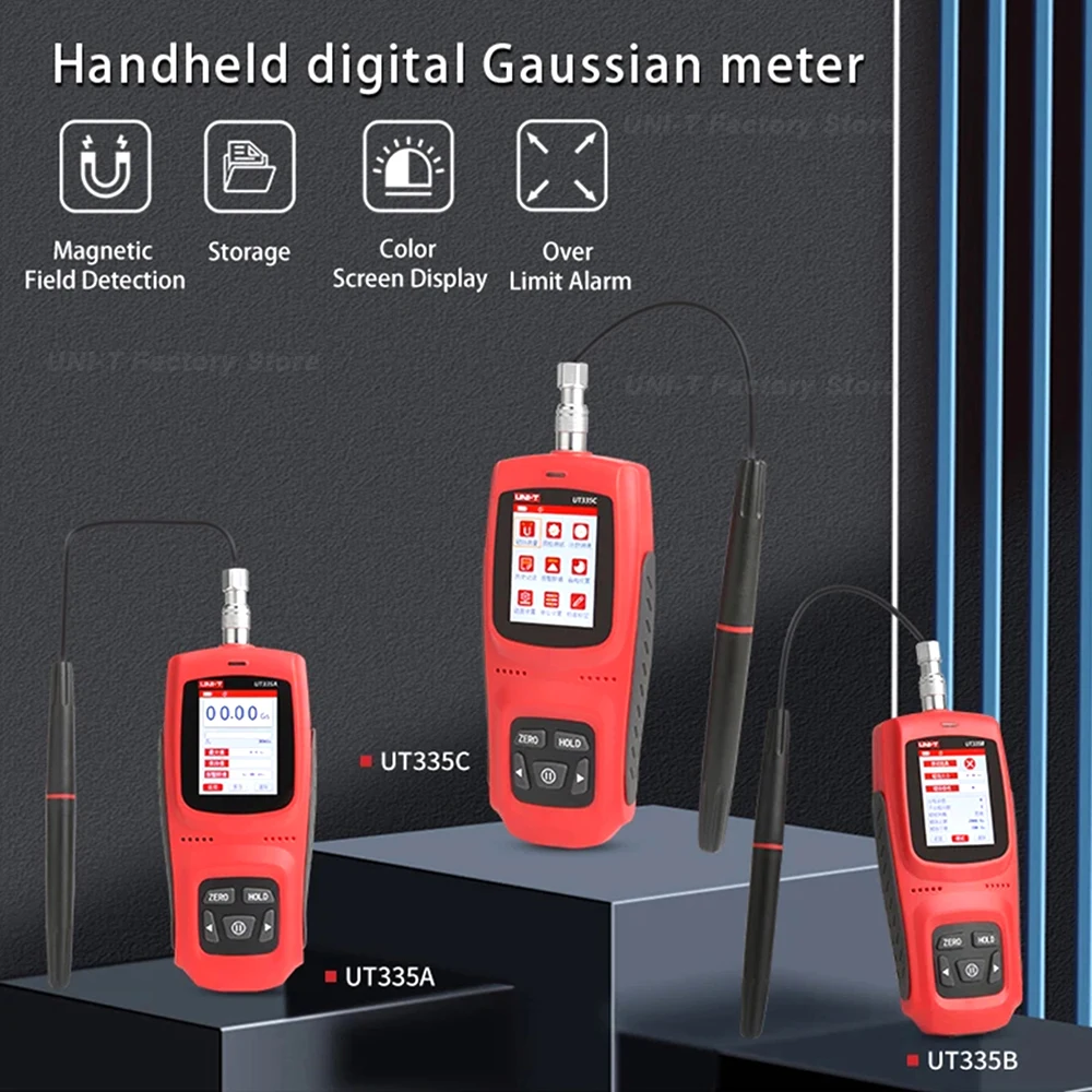Digital Tesla Meter UNI-T UT335 Gauss Meter Magnetic Detection 0~3000mT/kGs Surface Magnetic Strength Gaussian Meter with Data Storage Calibration