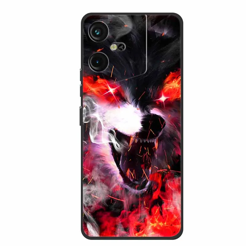 Luxury Soft Silicone TPU Phone Back Cover with Animal Wolf Design