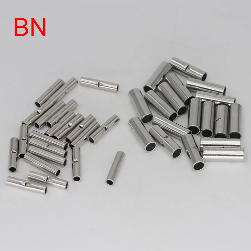 BN Copper Electrical Wire Cable Connection Crimp Sleeve Tubular Ferrule Lug Connector Non-Insulated Tube Butt Splices Terminal wire connectors