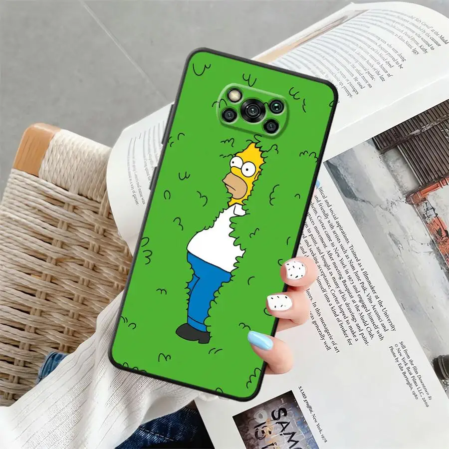 Black Soft Phone Cover Case with Funny Homer Simpson Design