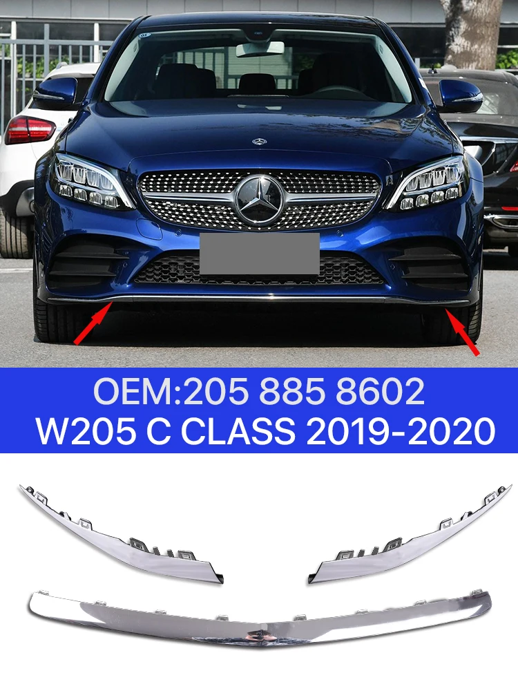 

Front Bumper Trim Strip Molding Chrome Cover for Mercedes Benz W205 C Class 2019 2020 OEM Auto Replacement Accessories C200 260