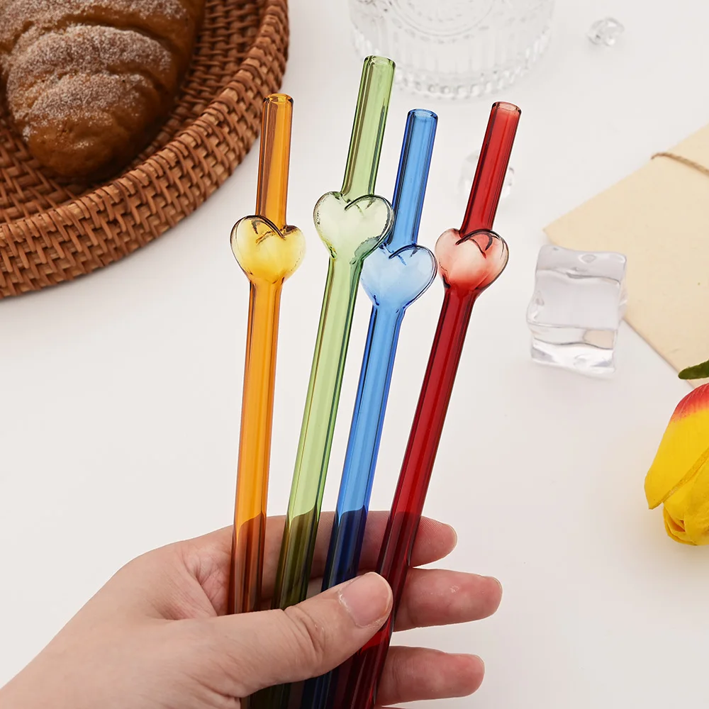Eco-Friendly High Borosilicate Glass Straw Set - 9-Piece Reusable Collection for Smoothies and Cocktails