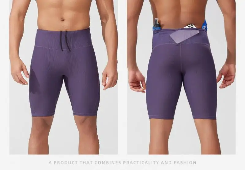 (S-2XL)Mens Quick Dry Compression Running Shorts High Waist Workout Bottoms with Mesh Back Multi-Pockets Fitness Traing Tights