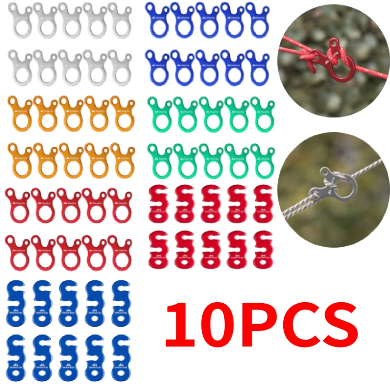 

10pcs Outdoor Camping Tent Rope Buckles 3 Hole Aluminium Alloy Parachute Cord Rope Tensioner Fastener Tightening Adjustable Buck