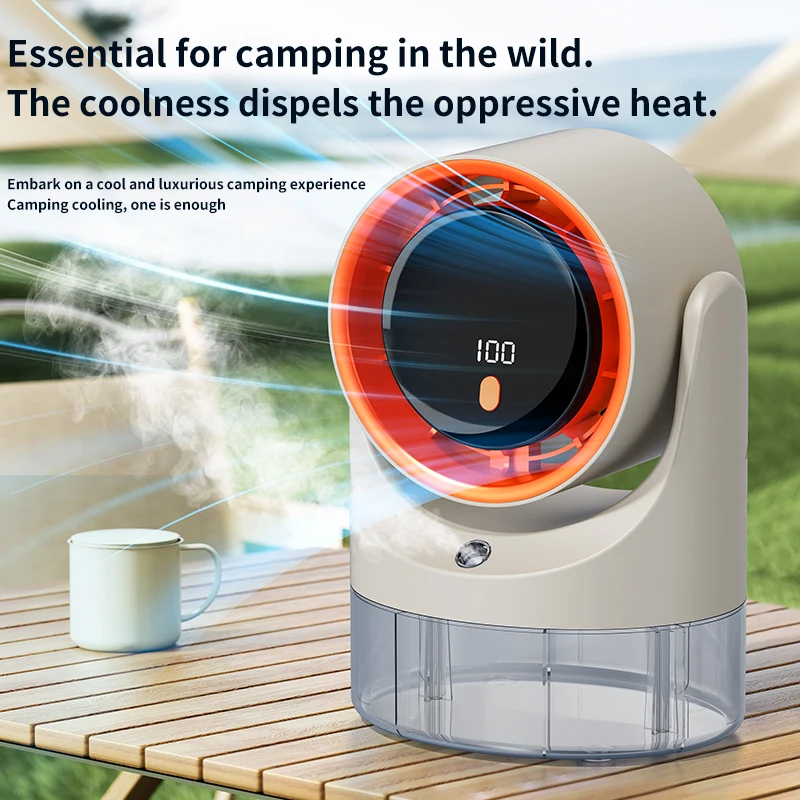 TINSOL New Compact Mini Electric With Single-Hole Mist Air Conditioner Ice-Cool Humidifying Circulating Fan 360°_voghion.com