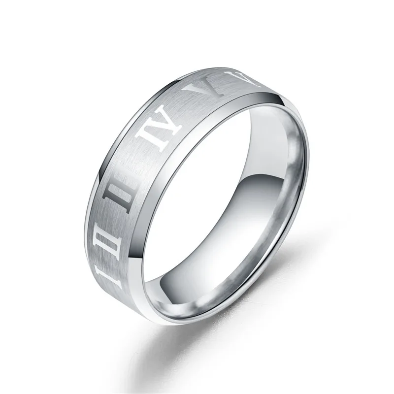 Roman Numerals Ring Men 2022 New Classic Temperament Stainless Steel Round Finger Rings For Men Party Jewelry Gift 