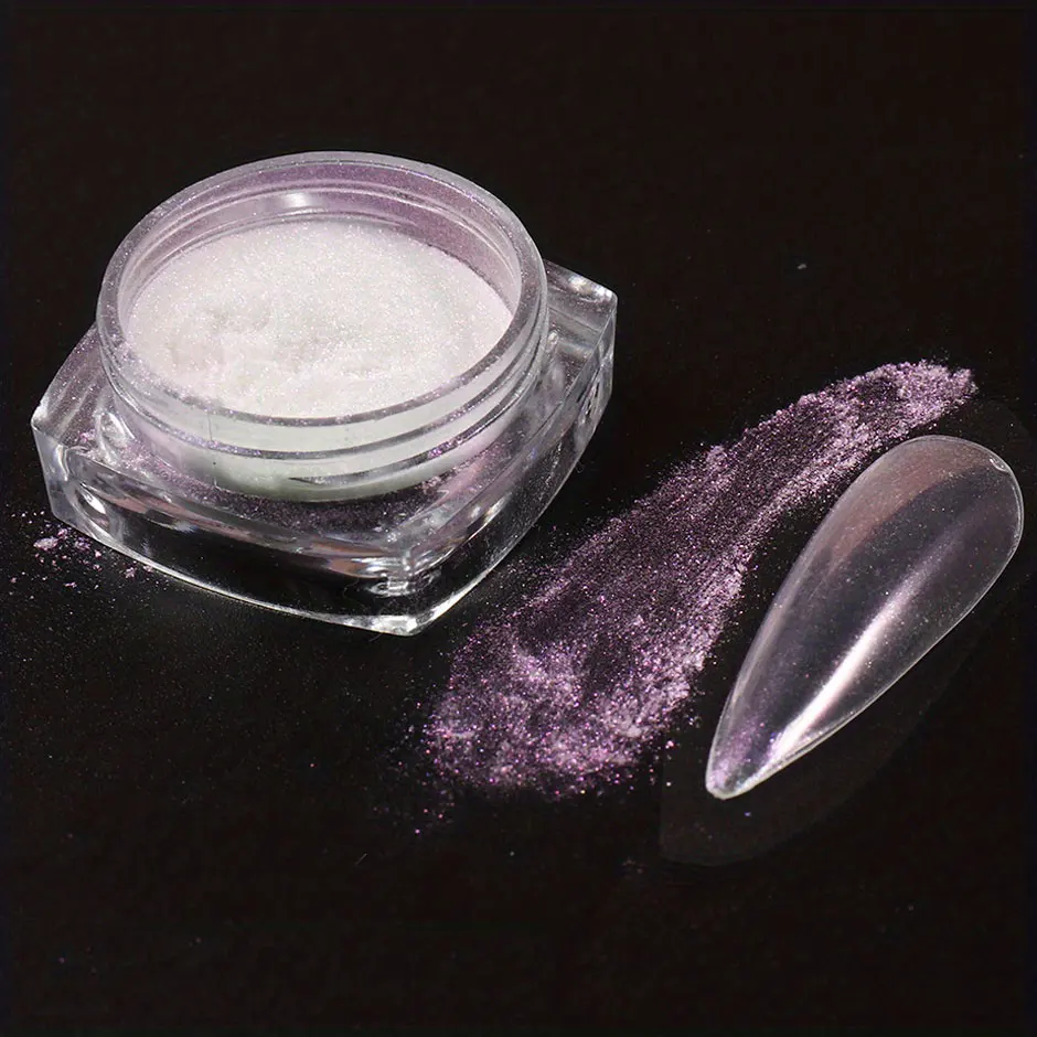 Nail Powder 1Box White Chrome Mirror Mermaid Sparkling Pearl Nail Art Nickel