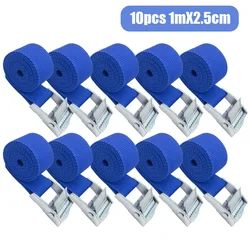 Durable Tie - Down Cargo Straps with Metal Buckle for Secure Luggage Transportation (10pcs  Blue 1m)