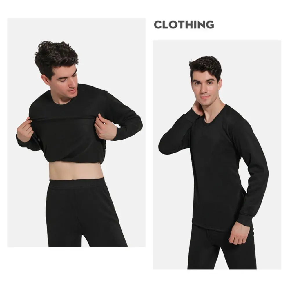 Description Picture 5 of item1Set Thermal Underwear Set for Men Soft Fleece Lined Long Johns Set Men's Top & Bottom Set Winter Cold Weather Thermal Clothes