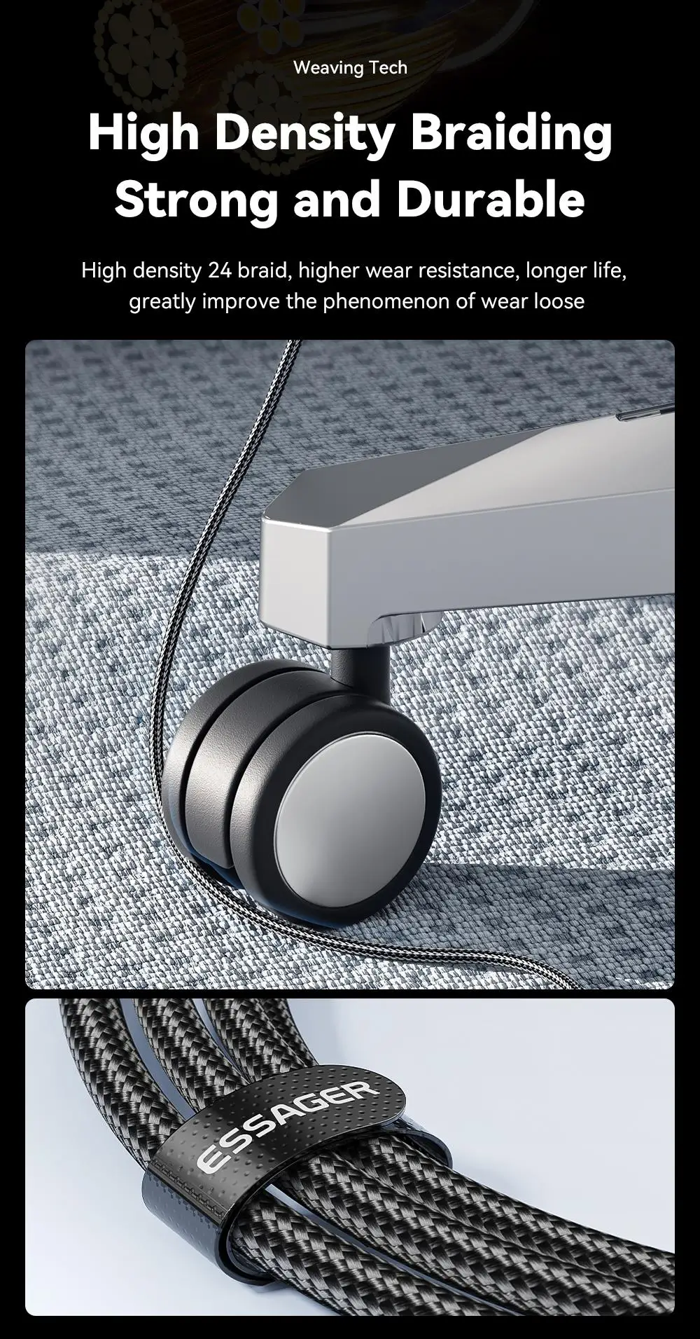 Essager 100 W Kabel USB A auf Typ C auf Beleuchtung PD Schnellladegerät Daten 3-in-1 Schnellladekabel für MacBook iPhone Samsung Xiaomi – Detail 12
