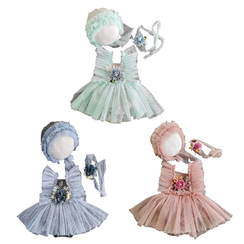 

Infants Photo Costume Outfits Baby Hat+Dress+Headwear Set Newborn Photography Props