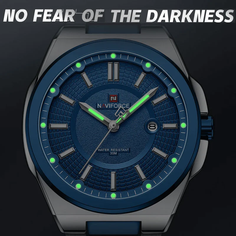 New Style Naviforce Men's Watch Stainless Steel Strap Military Casual Business Quartz Waterproof Calendar Clock With Gift Box, Alina Gadgets