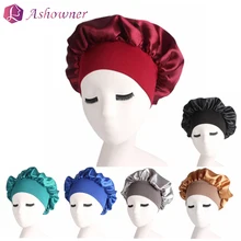 

Women Satin Bonnet Silk Sleep Night Cap Elastic Head Cover Hat Curly Hair Nightcap Night Ha Unisex Cap de nuit