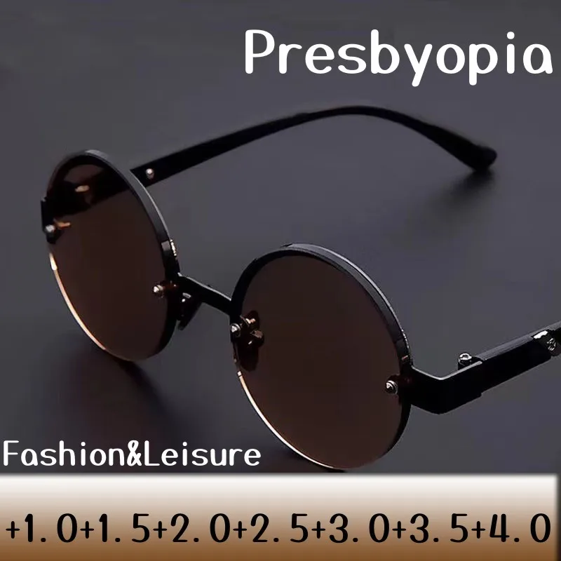 

Men Women Business Reading Glasses Trendy Round Crystal Frame Presbyopia Eyeglasses Vintage Retro Far Sight Prescription Eyewear
